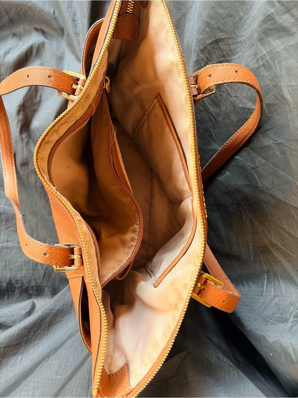 Michael Kors Cognac Leather Tote with Gold Hardware